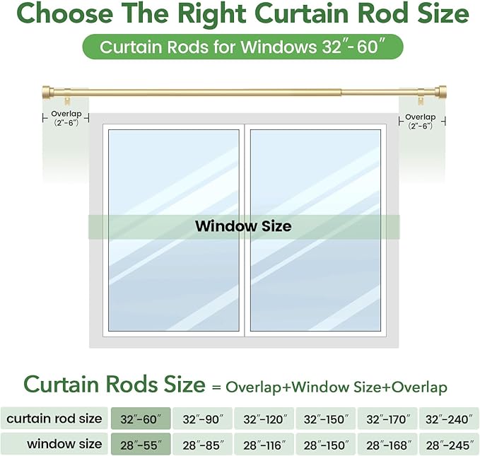 Time Forest Curtain Rods for Windows 28 to 48, 1 Inch Adjustable Gold Heavy - Image 7