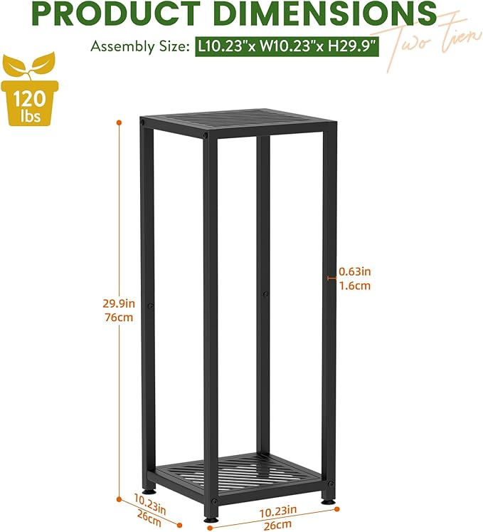 TOSKING Tall Plant Stand Indoor – 2-Tier Modern Metal Shelf, Heavy Duty - Image 3