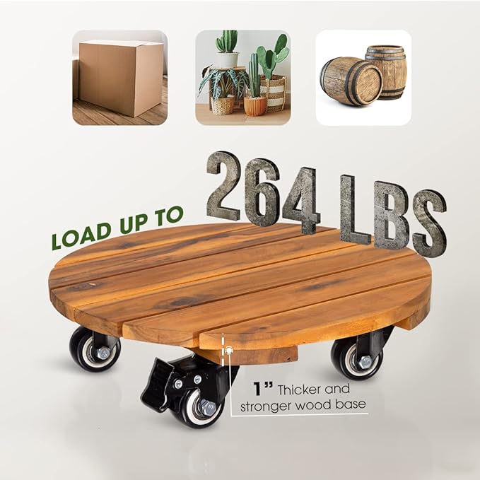 Idzo 2pack Wood Plant Caddy - Image 5