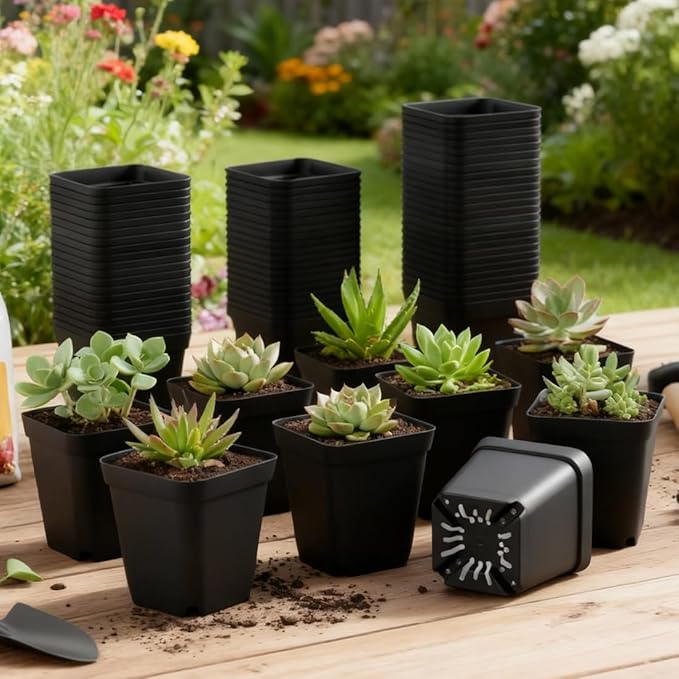 BTPLASTIK Square Nursery Pots 2.7 Inch 180 Pcs, Plastic Small Flower Pots - Image 7
