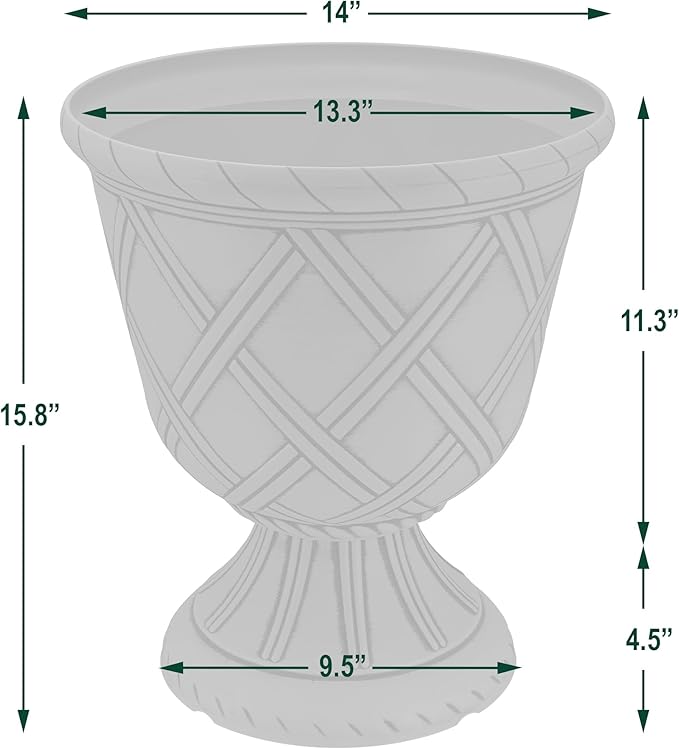 Arcadia Garden Products PL61BG Lattice Plastic Garden Urn, Classic Decorative - Image 4