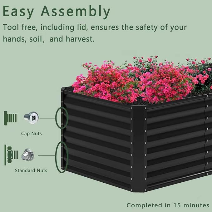 8x4x2FT Galvanized Raised Garden Bed, Planter Raised Beds-Metal Garden Box - Image 8
