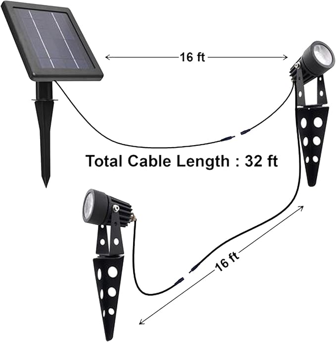 MINI 50X Twin Solar-Powered Cast Aluminium Warm White LED Spotlight 60-100 - Image 3