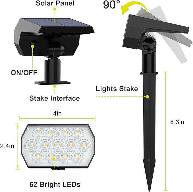 Solar Spot Lights Outdoor Waterproof IP65, 2-in-1 Solar Landscaping Spotlights - Image 7