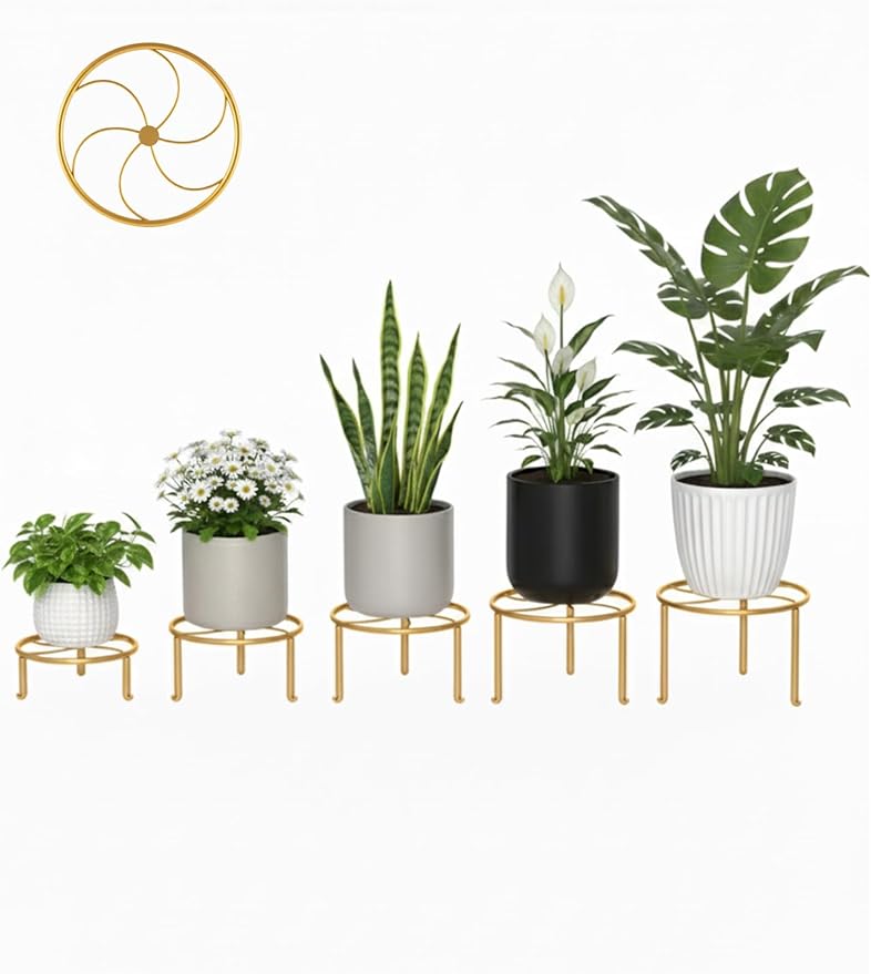 5 Pack Metal Potted Plant Stand Anti-Rust Iron Flower Pot Stands Outdoor Plant - Image 2
