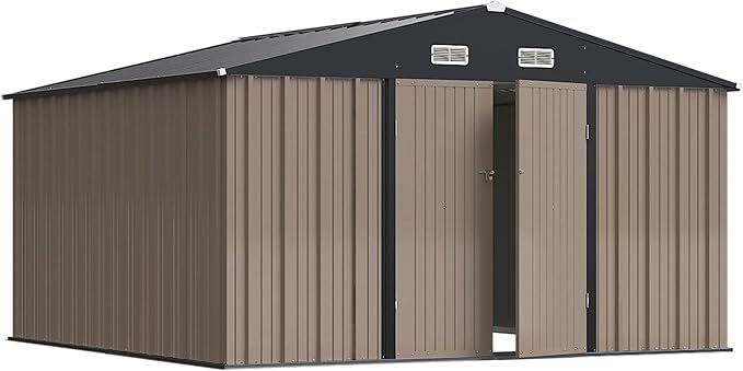 Greesum 10×10FT Outdoor Storage Shed, Metal Patio Storaged Sheds by BuynowfromGreesum