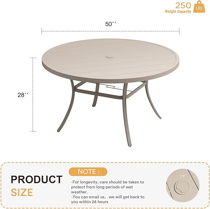 VICLLAX 50" Outdoor Round Patio Table - Image 3