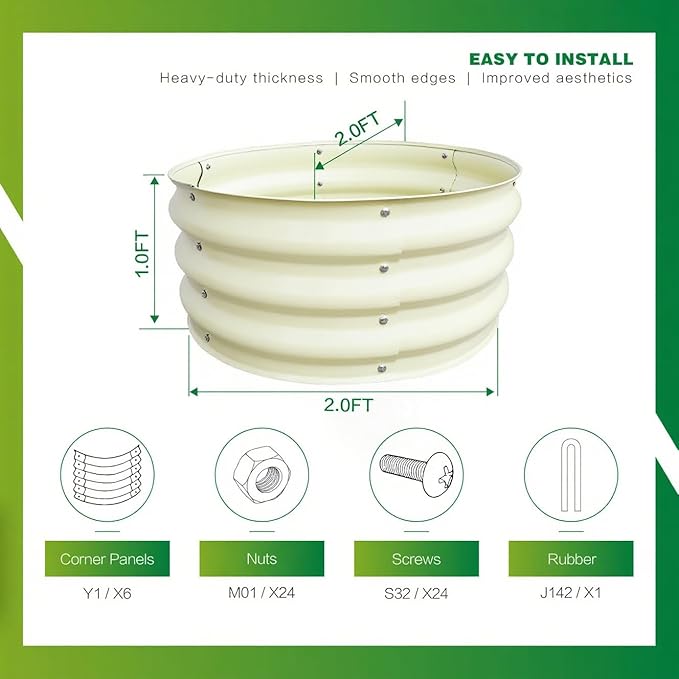GARDMAX 2x2x1FT Galvanized Round Raised Garden Bed Kit, Metal Planter Boxes - Image 4