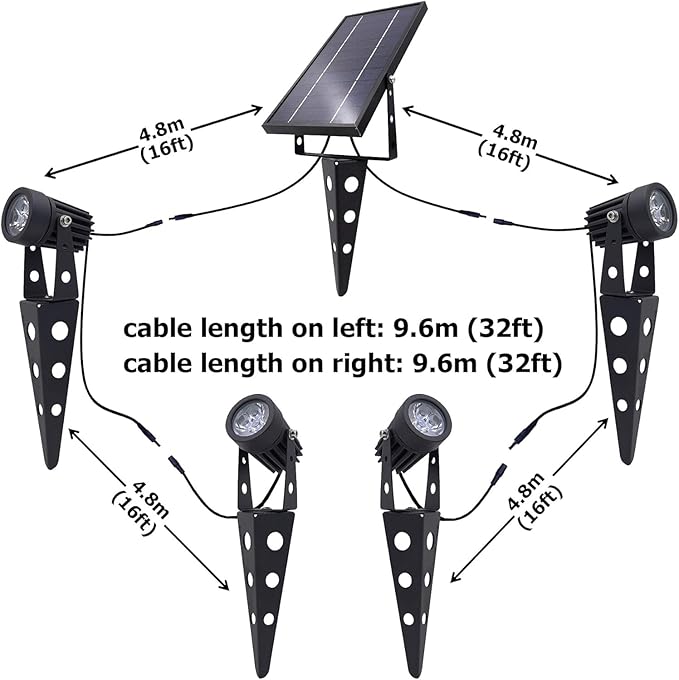 4-Spotlight Mini 50X Solar-Powered LED Spotlight, Outdoor Garden Yard Landscape - Image 9