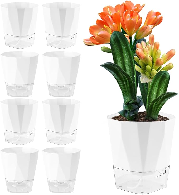 6 Pack Self Watering Pots for Indoor Plants, 8.4 Inches Self Watering Planters by Planterhoma