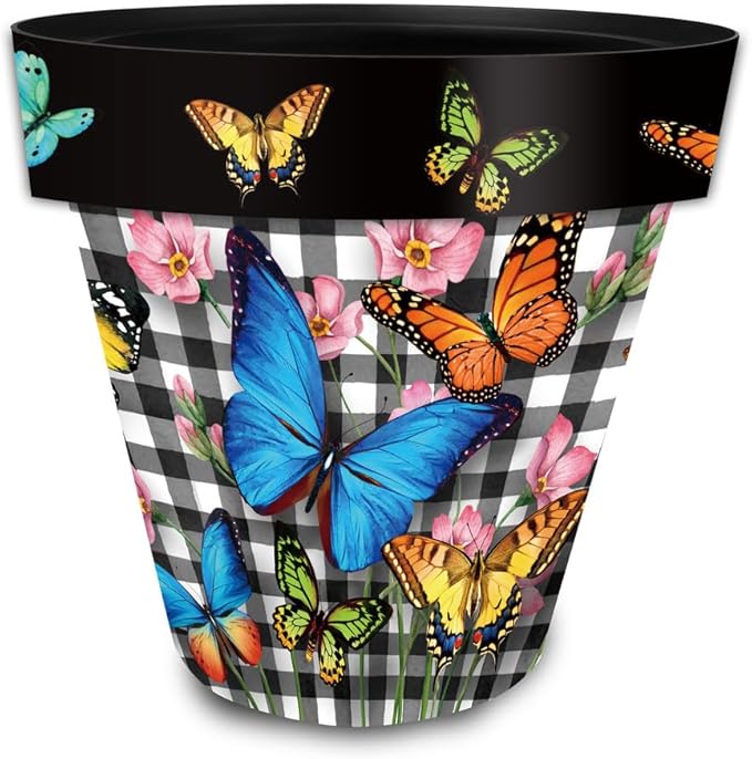 Briarwood Lane Checkered Butterflies Small Planter by BriarwoodLane