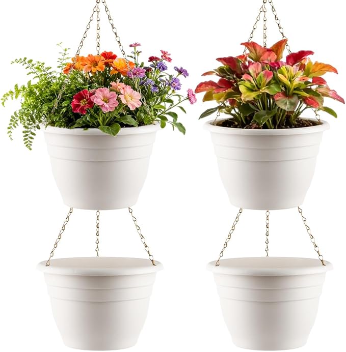 Hanging Planters 10 Inch, Self Watering Hanging Basket by RooTrimmer