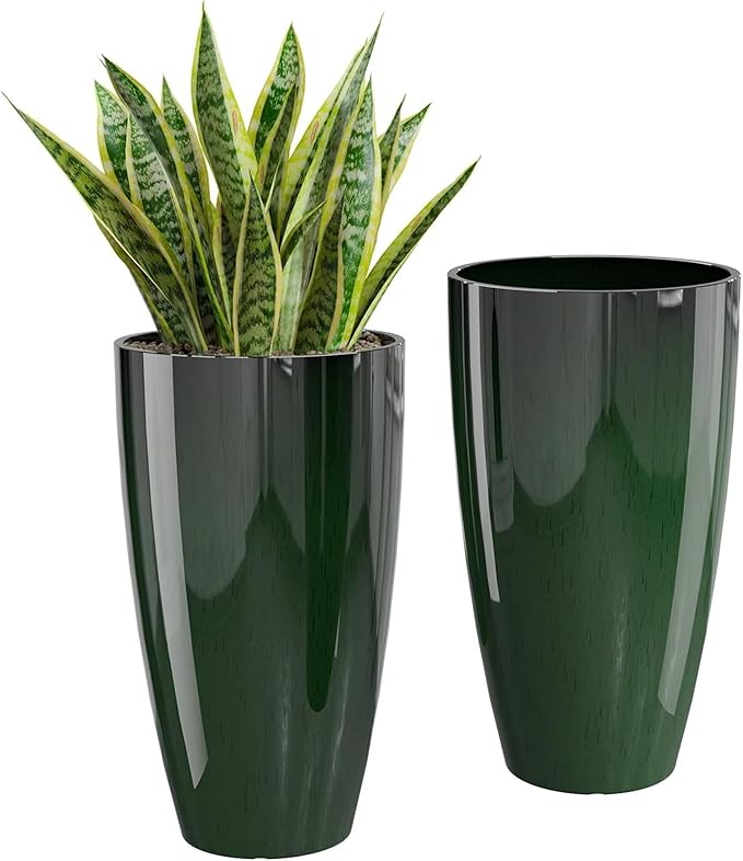 QCQHDU 21 inch Tall Planters for Outdoor & Indoor Plants, 2 Pack Sturdy by QCQHDU