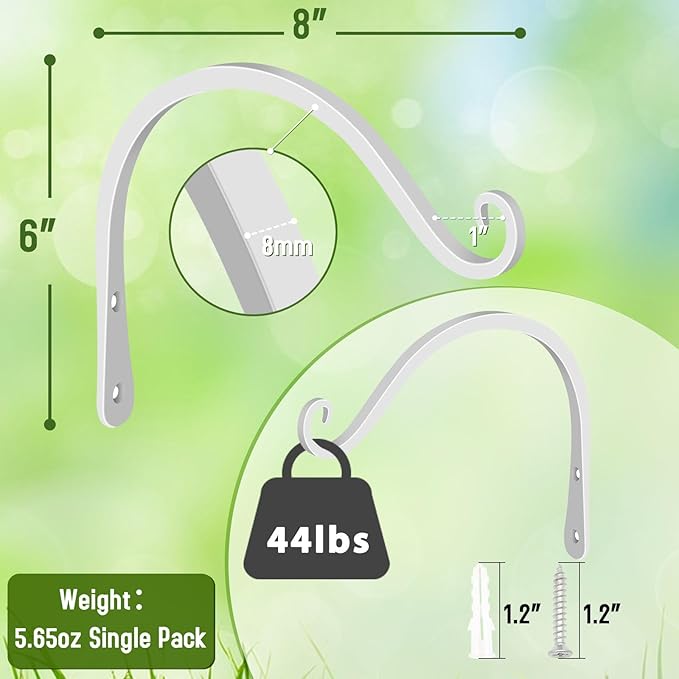 FEED GARDEN Iron Wall Hooks Decorative Metal Curved Plant Hanger Hooks - Image 2