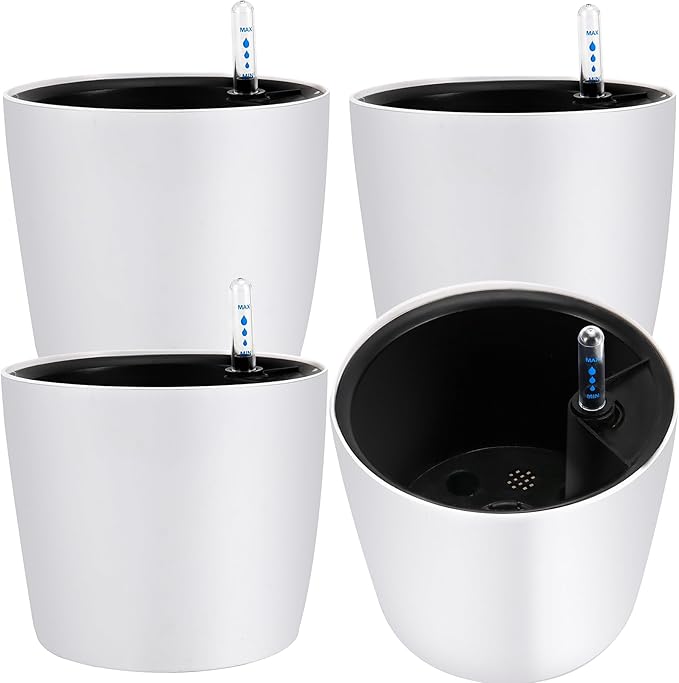 JOIKIT 4 Pack 7 Inches Self Watering Planter, Self Watering Pots by JOIKIT