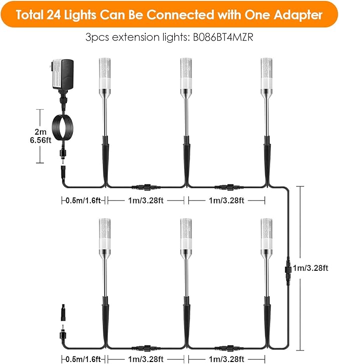 B-right LED Pathway Lights Outdoor, Extendable IP65 Waterproof Outdoor Garden - Image 6