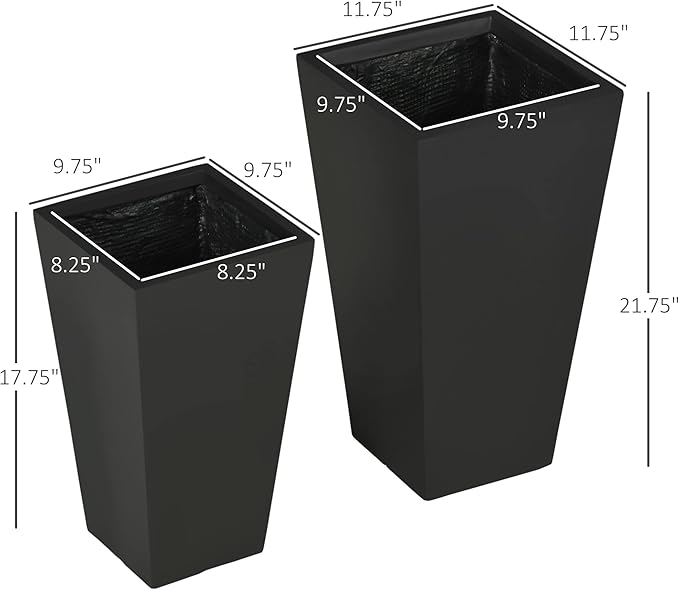Outsunny 2-Pack Outdoor Planter Set, Flower Pots - Image 7