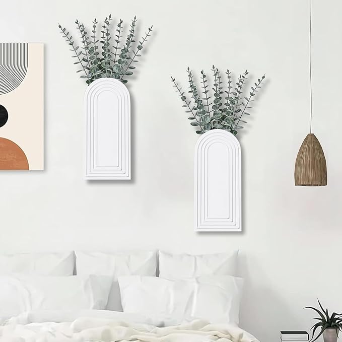 2 Pack Wooden Wall Vase Set - Image 3