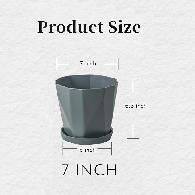 InmeRun Plant Pots Indoor Plastic Flower Pots Outdoor 7 inch Set of 12 Pack - Image 5