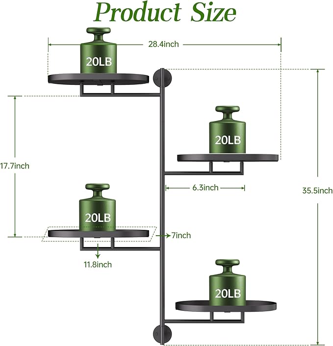 Window Rotating Plant Stand Shelf Indoor Black Metal Floating Shelves 4-Tier - Image 6