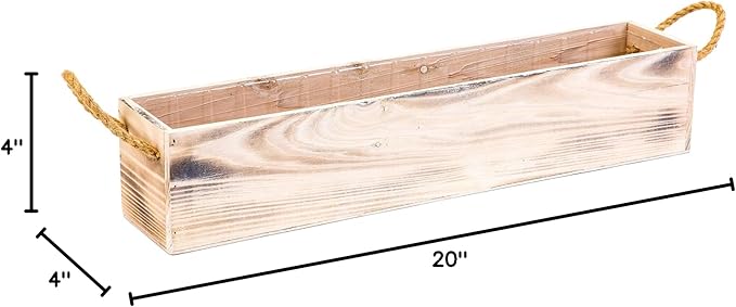 20" Rectangular Rustic Wood Planter - Image 8