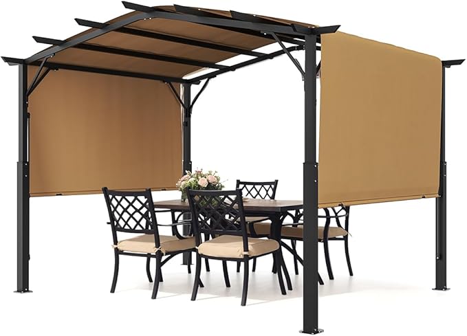 VEVOR 10 x 10 ft Outdoor Pergola, Arched Top Metal Pergola, Retractable Pergola by VEVOR