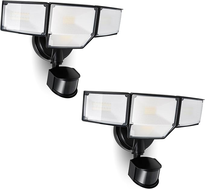 LUTEC 80W 9000LM LED Security Lights Motion Sensor Outdoor Lights, 4 Head LED by LUTEC