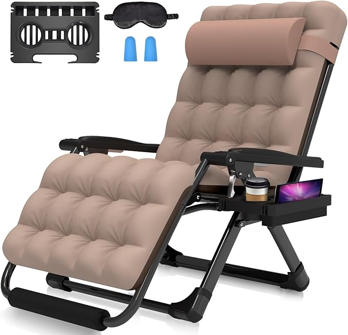 Suteck Oversized Zero Gravity Chair, 33In XXL Lounge Chair w/Removable by Suteck