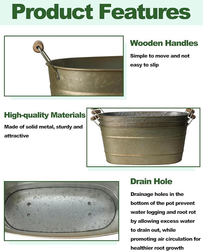 vensovo 15 Inch Galvanized Planters - Image 4