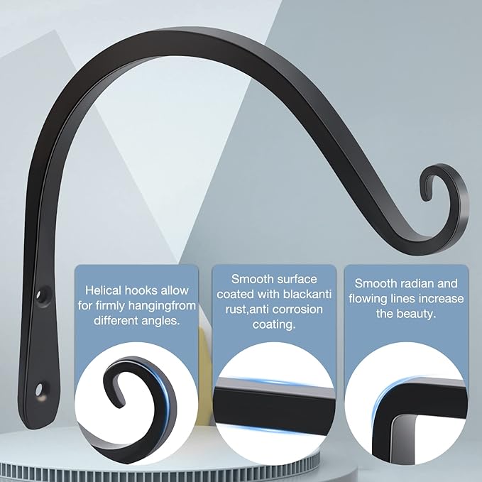 Gtongoko 2 Pack 8 Inch Plant Hangers Outdoor Metal, Plant Hooks - Image 3