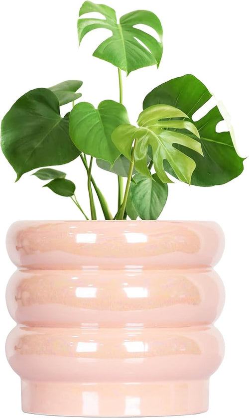 10 inch Ceramic Plant Pots for Indoor Plants, Rainbow Pearl Glaze Planter by YFFSRJDJ