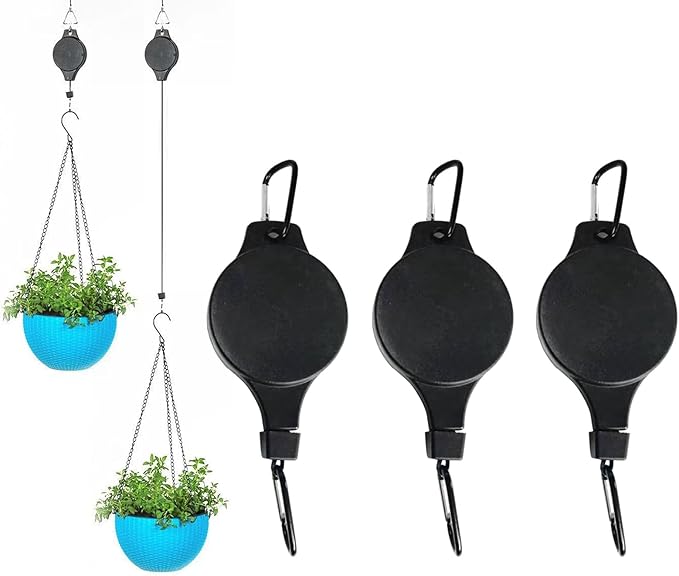 3Pack Retractable Plant Hanger Pulley System by HOGXUAE
