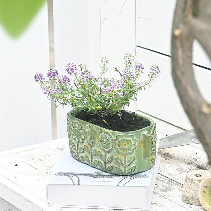 8 inch Green Pots Planters Indoor Plants Succulent Pots Rectangle Window Box - Image 4