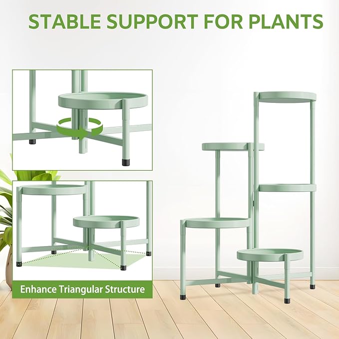 iDavosic.ly 5 Tier Large Plant Stand Indoor, 10 Inch Wide Corner Tall Metal - Image 6