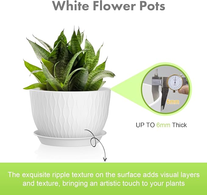 12/10/9 inch Large Plant Pots, 3 Pack Wide Flower Pots - Image 3