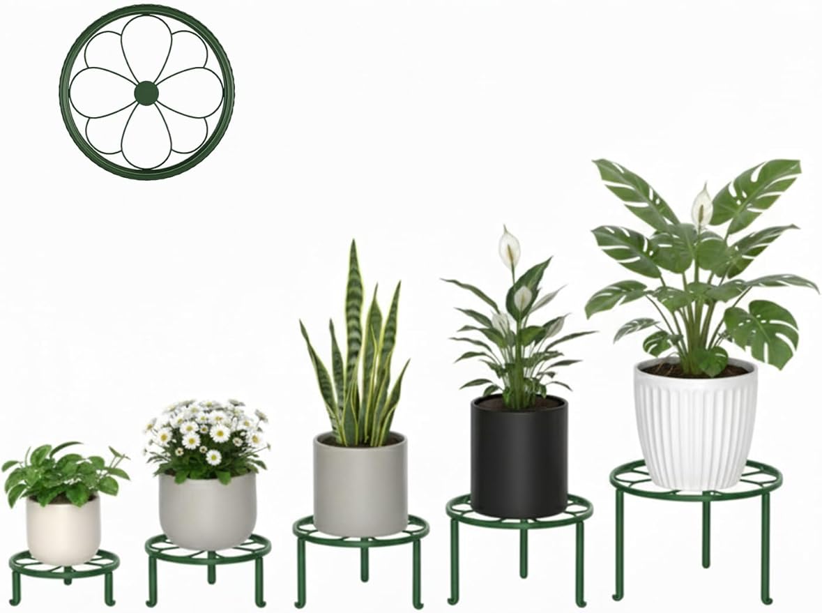 5 Pack Plant Stand for Flower Pot Heavy Duty Potted Holder Home, Round Plant - Image 2