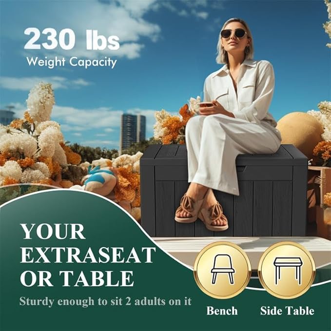 36 Gallon Outdoor Deck Box, Lockable Waterproof Outdoor Storage Boxes - Image 3