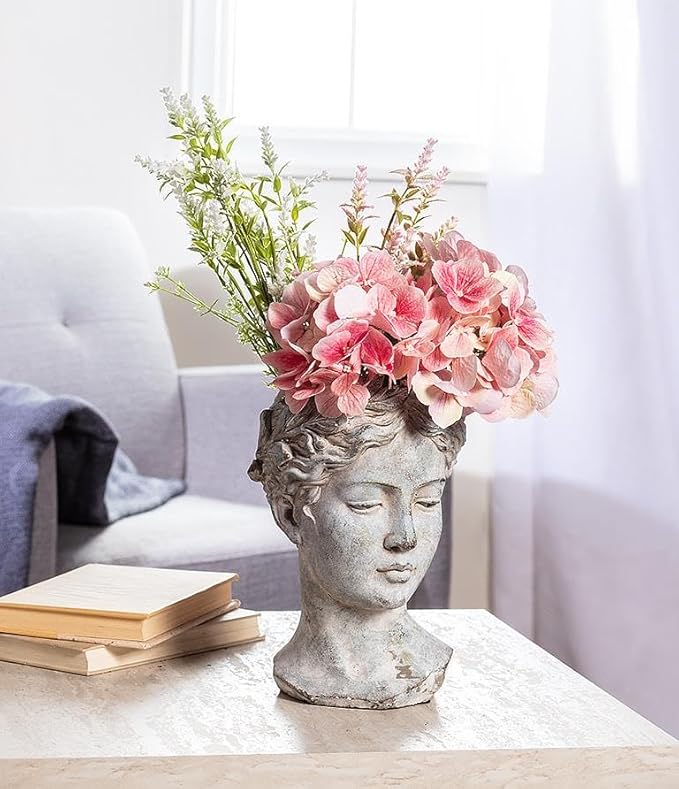 Abbott Collection Goddess Head Planter – Large Cement Indoor and Outdoor - Image 6