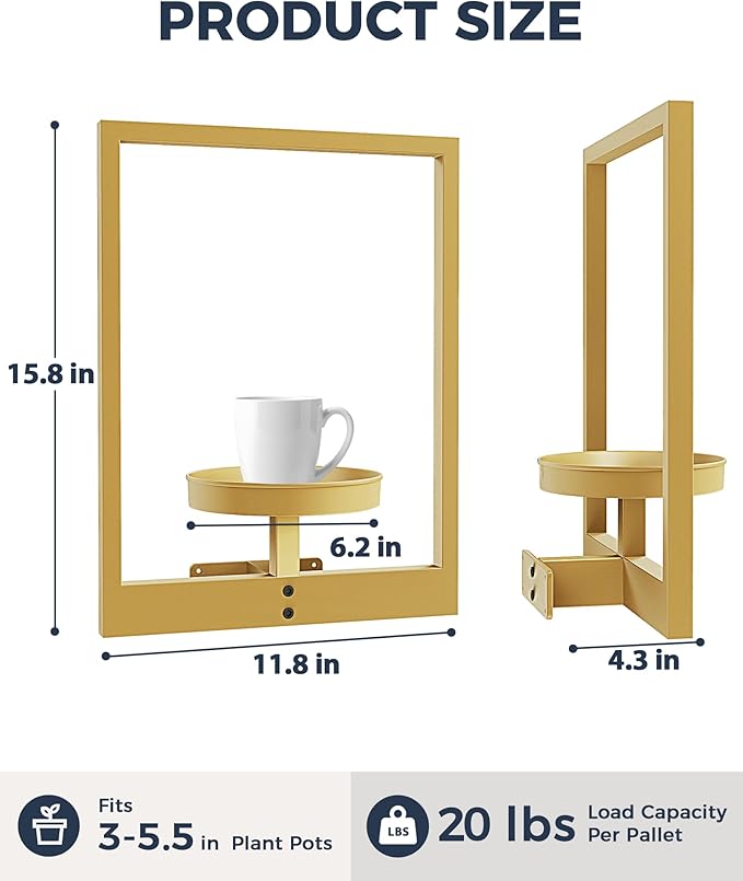 Bamworld Gold Plant Stand Indoor, Plant Hanger Wall Planters - Image 2