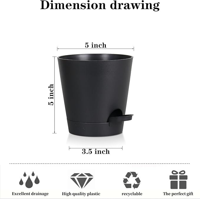 5 Pack 5 inch Self-Watering Pots, African Violets Planter - Image 2