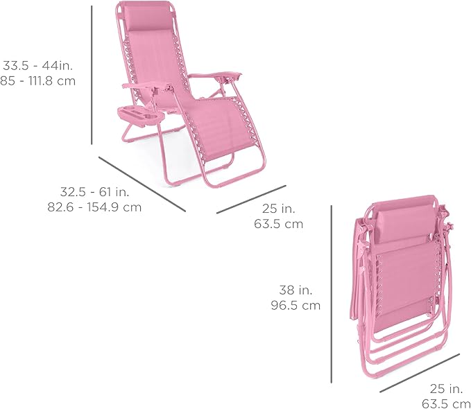 Best Choice Products Set of 2 Adjustable Steel Mesh Zero Gravity Lounge Chair - Image 2