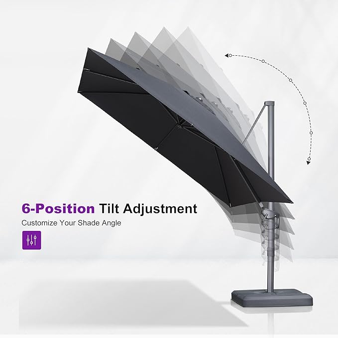 PURPLE LEAF Patio Umbrella 10' X 13' Rectangle Cantilever Umbrella Large - Image 7