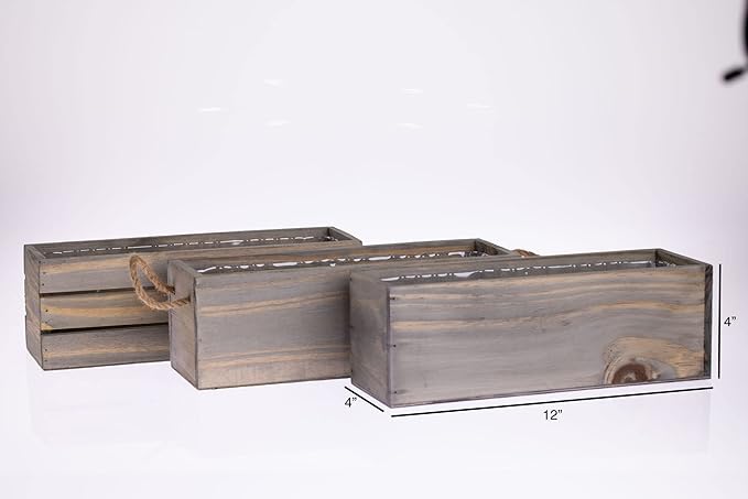 Wooden Planter Box with Handle I Rustic Barn Wood, Plastic Liner l Garden Decor - Image 6
