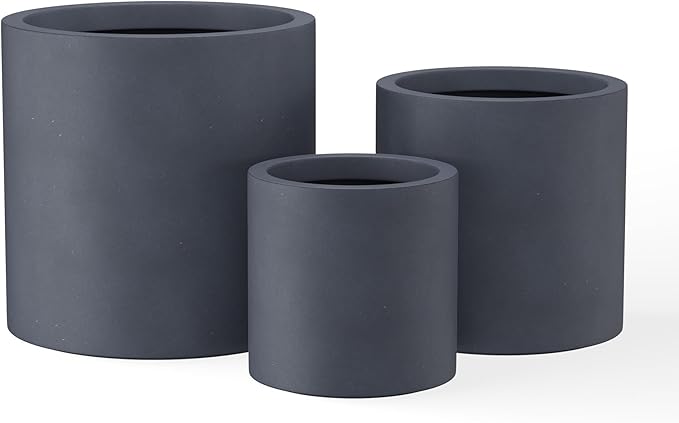 Kante 9.8", 15.7" Dia Round Concrete Planter Set of 3, Modern Style Large by Kante