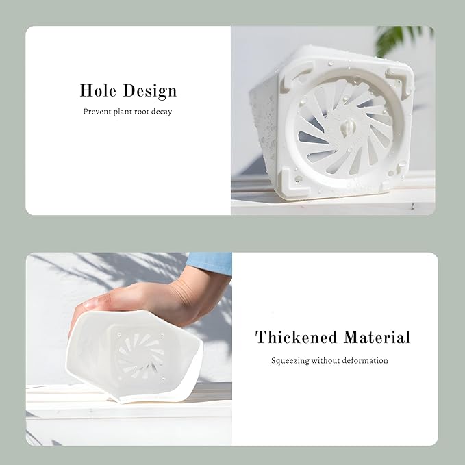 InmeRun Plant Pots Indoor Plastic Flower Pots Outdoor 7 inch Set of 6 Pack - Image 6