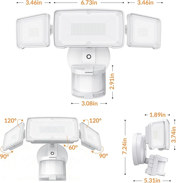 LEPOWER LED Security Lights Motion Sensor Light Outdoor, 38W 4200LM Light - Image 9