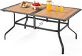 VEVOR Outdoor Patio Dining Table, 59 inch Long Rectangular Wood-Like Steel Slat by VEVOR