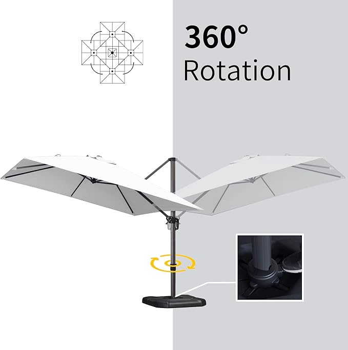 PURPLE LEAF 9' X 11.5' Patio Umbrella Outdoor Cantilever Rectangle Umbrella - Image 7