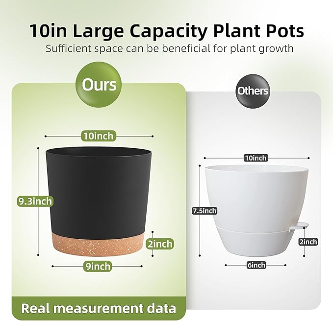 QCQHDU 10 inch Plant Pot, 2 Pack Planters - Image 2
