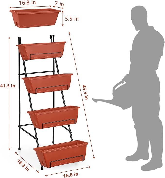OYEAL Raised Garden Bed 4 Tier Vertical Garden Planter Indoor Outdoor Herb - Image 2